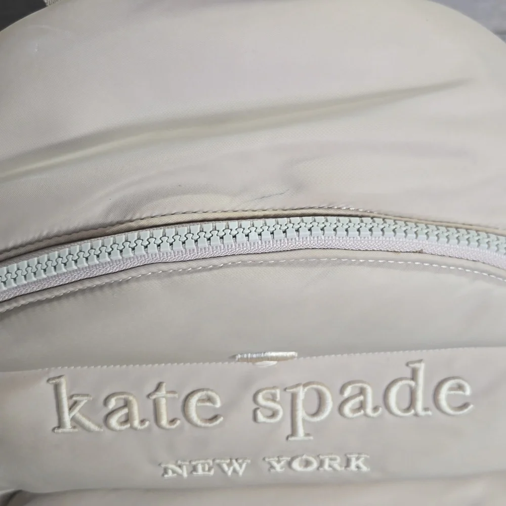 Kate Spade Ella Ksnyl Puffy  Warm Beige Padded Nylon Backpack